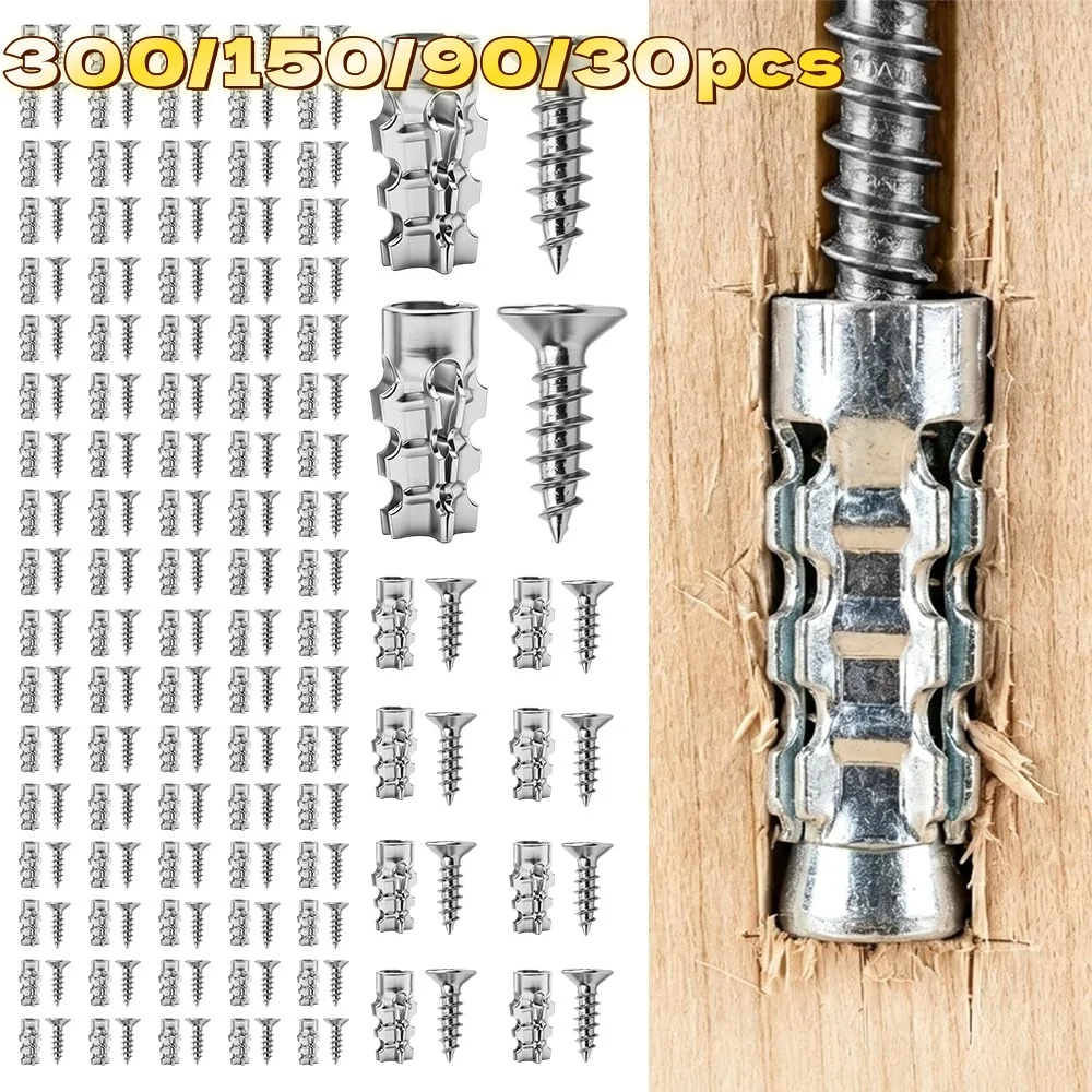 Heavy Duty Metal Wall Anchor with Screws Kit Tube Expansion Self Tapping Screw Drywall Drilling Plug Fastener Bolt Anchors