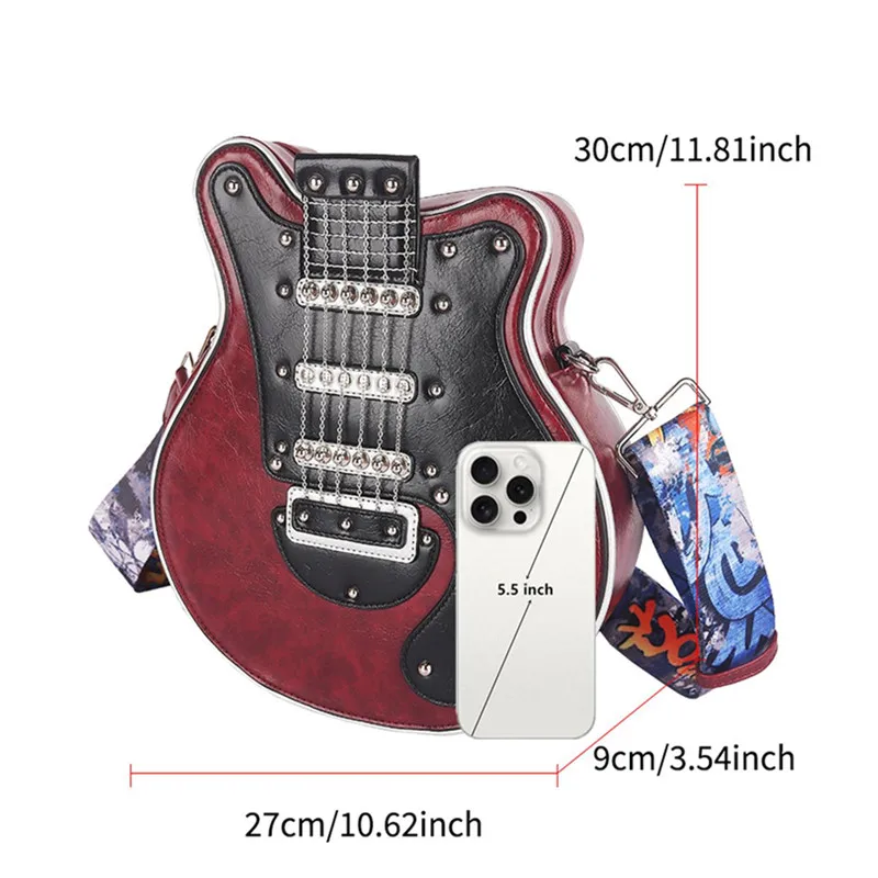 حقيبة كروس نسائية أمريكية عصرية، حقيبة جيتار ريترو، حقيبة روك جيرل باس، مناسبة للتجمعات في سن المراهقة واستخدام السفر #2