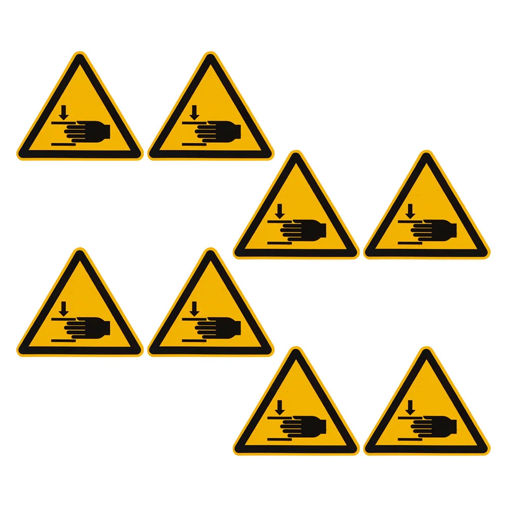 8 PCS Safety Warning Labels Sticker Adhesive Stickers Hand Machinery Self-adhesive Vinyl Accessory Decals Crushing Sign