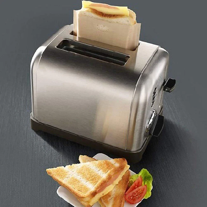 4Pcs Non Stick Reusable Heat-Resistant Toaster Bread Bags Cheese Sandwich Fries Heating Bags Cooking Tools Kitchen Accessories