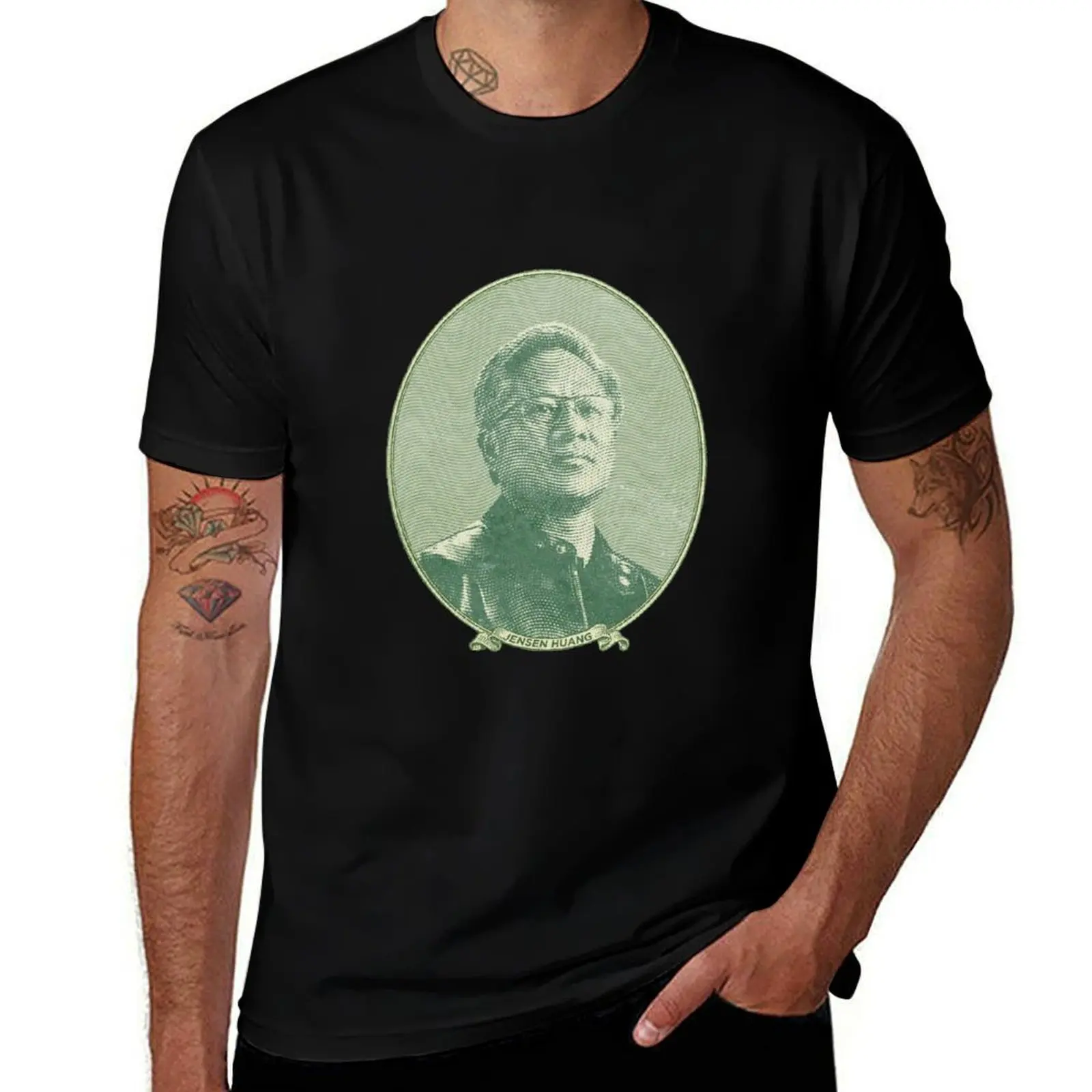 Jensen Huang Dollar Bill Money T-Shirt Holiday Simple Tee Shirt T-Shirt