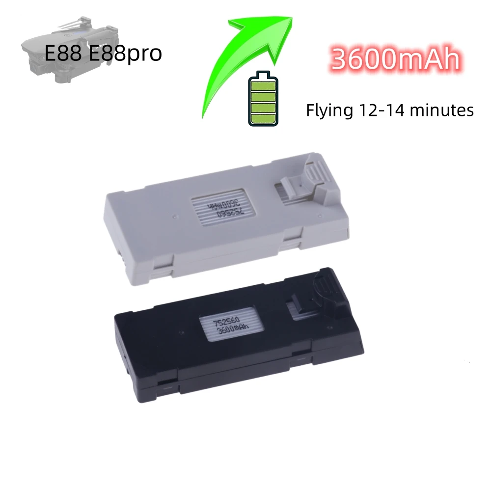 3.7V 3600Mah Battery For E88 E88PRO E88MAX E525 E99 E99PRO P1 P5PRO K3 S1 P8 Battery  Mini Uav Drone Battery Special Rc Parts