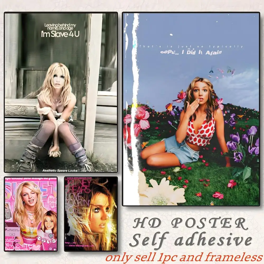 Britney Spears Popular Singer Poster Self-adhesive Painting with prints Home bedroom living room decoration