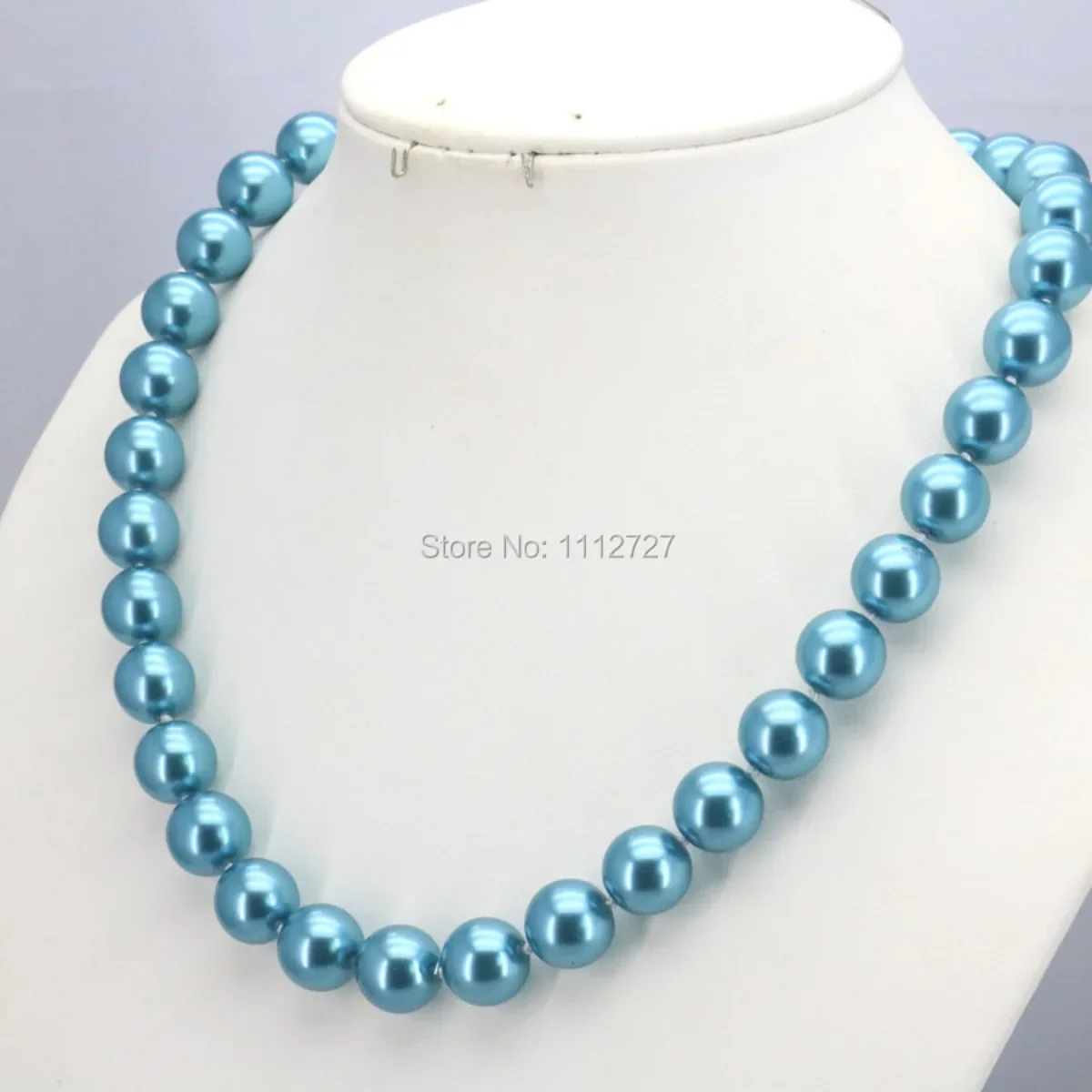 10mm Round Sky Blue Shell Pearl Beads Necklace Hand Made Fashion Jewelry Making Design Christmas Gifts Girls Women Neckwear