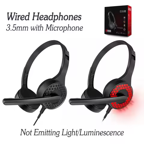 Wired Headphones Game Headset Noise Reduction Soft Cushioned Ear Pads 3.5mm Adjustable Headband with Microphone for Tablets PS4