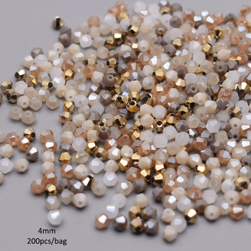 4mm 200pcs/bag New Color Bicone Crystal Glass Beads Loose Spacer Beads Austria Faceted Crystal Beads For Jewelry Making DIY