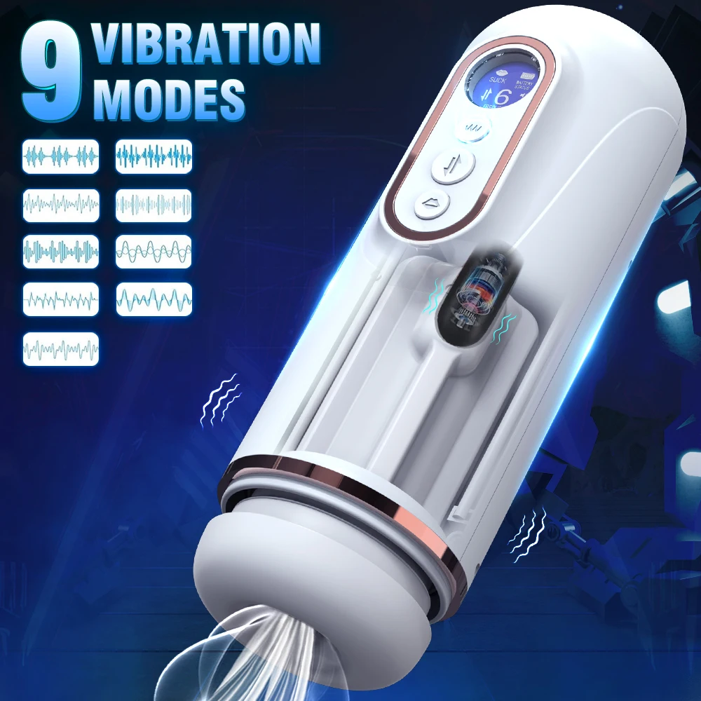 Telescopic Masturbators ถ้วยสําหรับชาย 7 Thrusting 5 ดูด 9 Vibrating ความร้อนอมควยชาย Masturbation ผู้ใหญ่ของเล่น