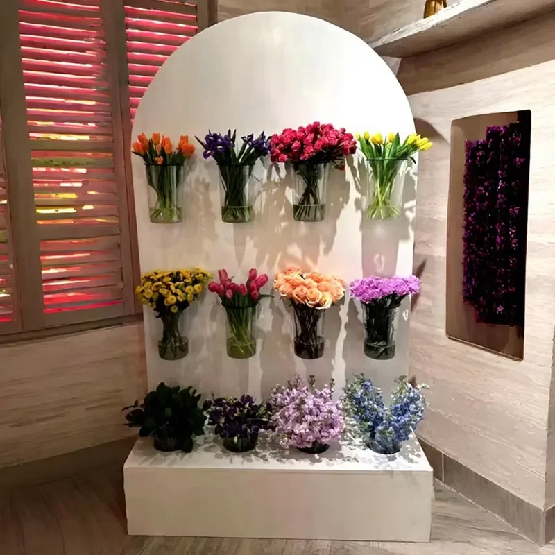 Custom Party Romantic White Bloom Bar Stand Flower Box Backdrop Wedding Welcome Sign Table Cards Acrylic Champagne Wall