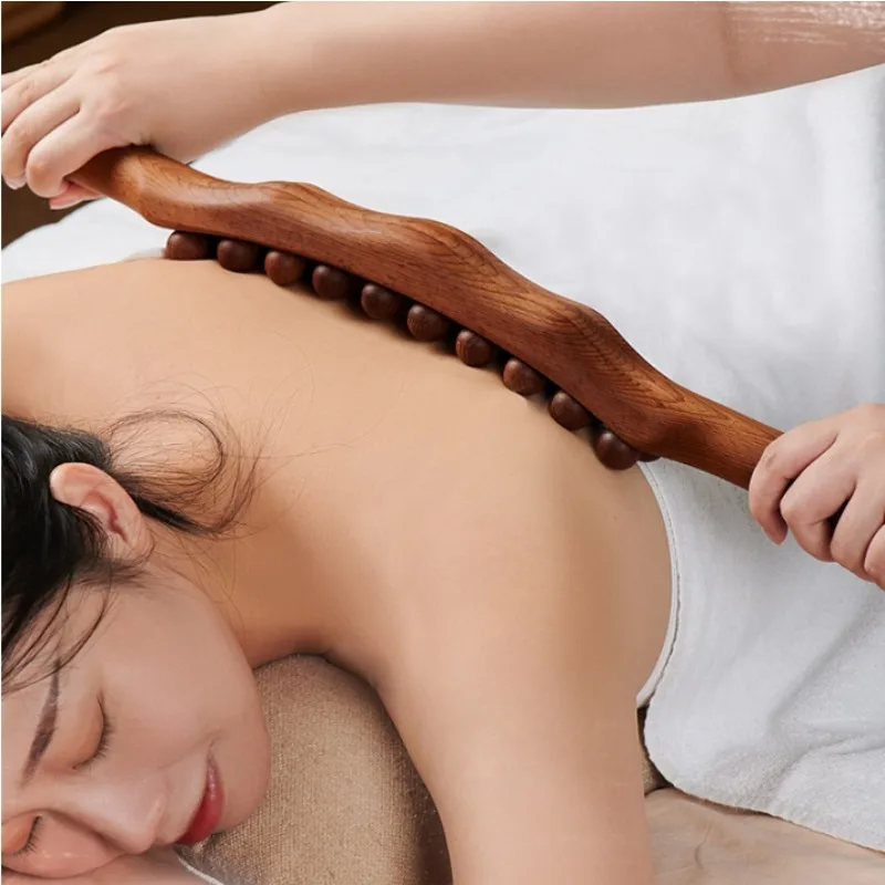 8/20 Beads Rolling Pin Universal Back Needle Massage Tendons Beech Wood Scraping Stick Point Treatment Guasha Relax Therapy Tool