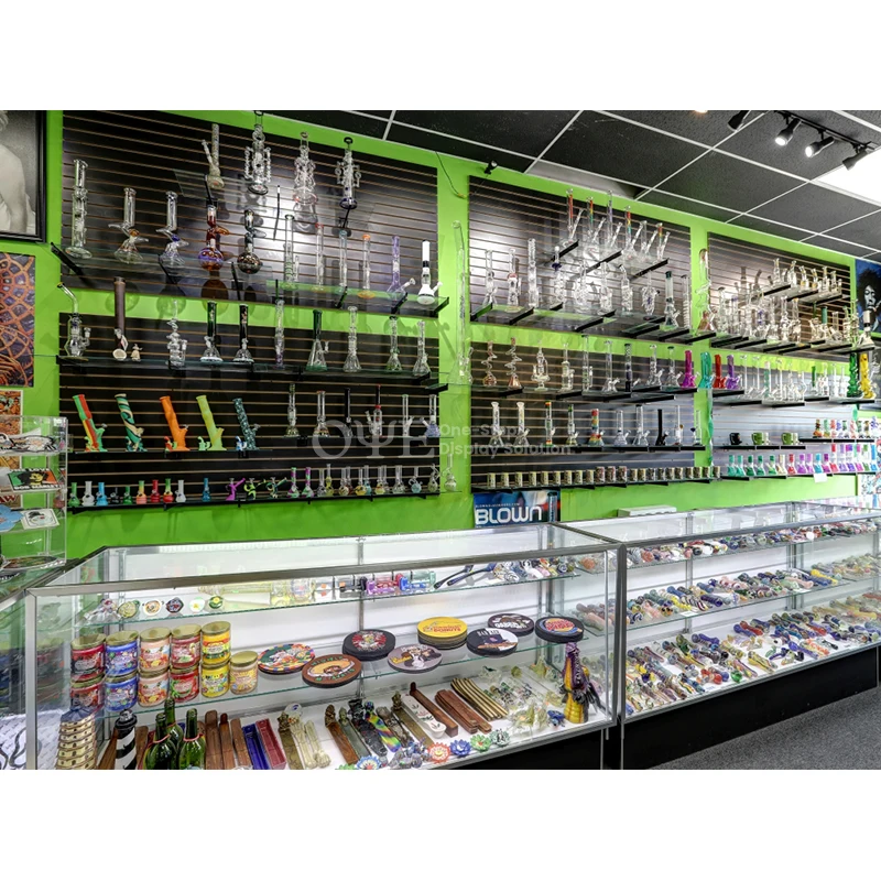 

Custom. economic glass showcase tempered glass display for smoking hookah retail shops