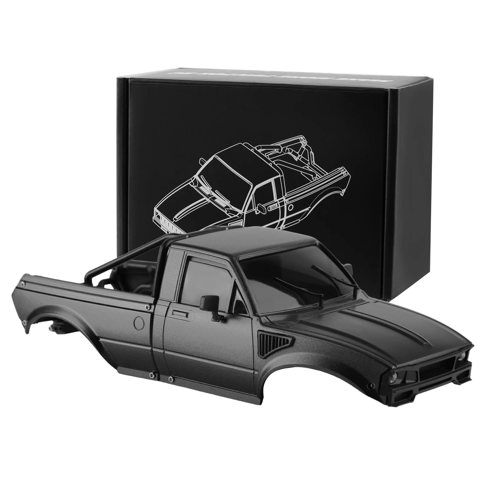 DashRC Hard Pickup Truck Body Shell with Bed Rack, Compatible with 1/24 Scale RC Crawler SCX24 C10 Bronco Wrangler 4Runner