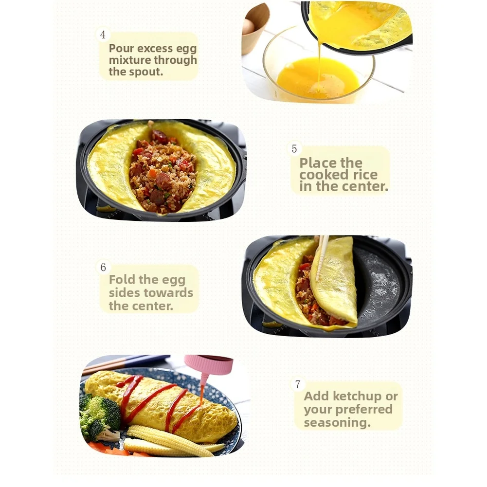 

Fried Egg Pan Cookware Baking Parts Nonstick Omurice Pan For Gas Stove Aluminum Alloy Egg Wok Breakfast Fryer Simple 25*15*8CM