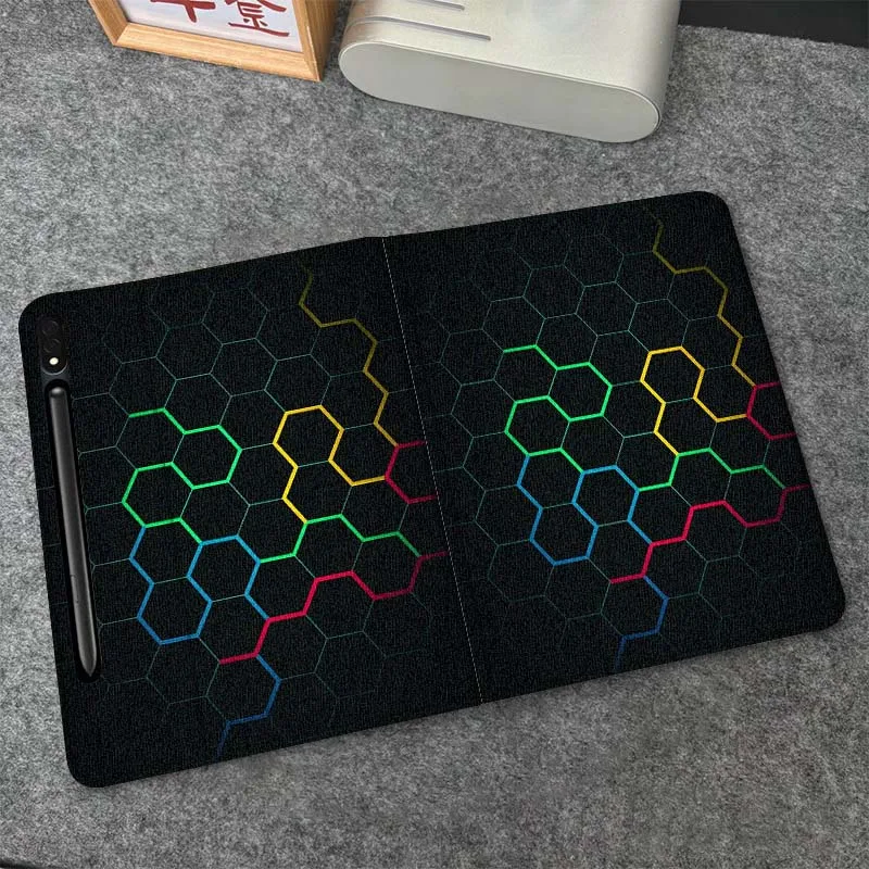 

Hexagon Pattern Dark Popular For Samsung Galaxy Tab S10 S9 S8 S7 FE Lite Soft Flexible Support Tablet Case Gift