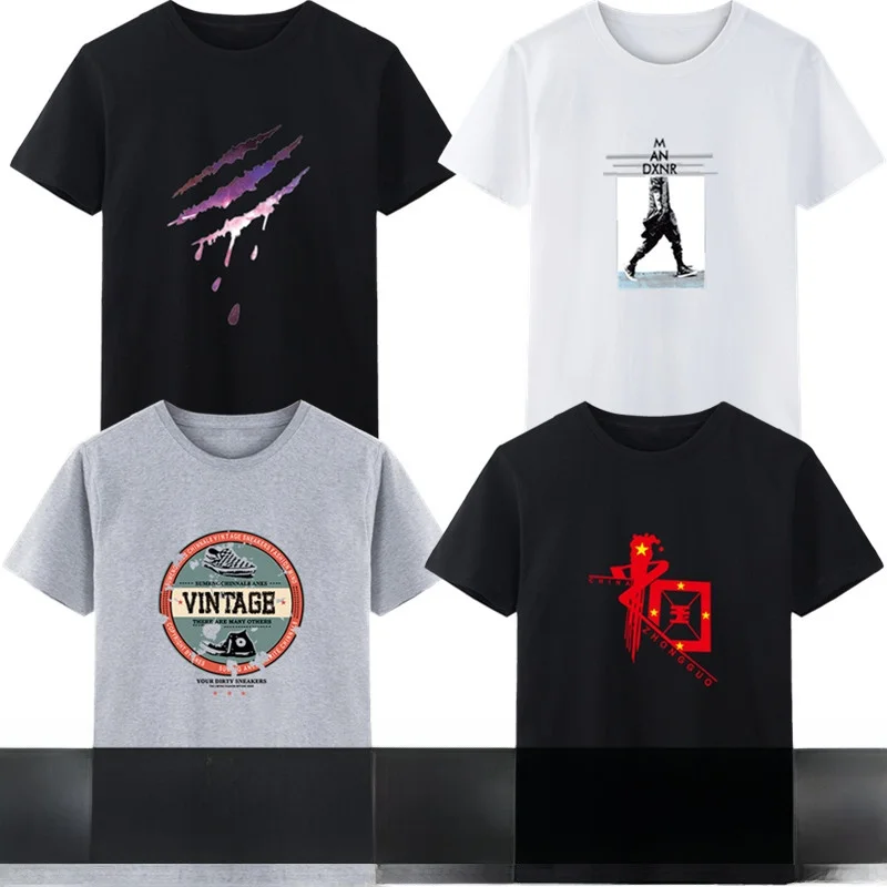 

Летняя мужская приталенная футболка ort Sve Faionable Base Layer irt Hong Kong Version Trendy Brand Personali Print Casu...