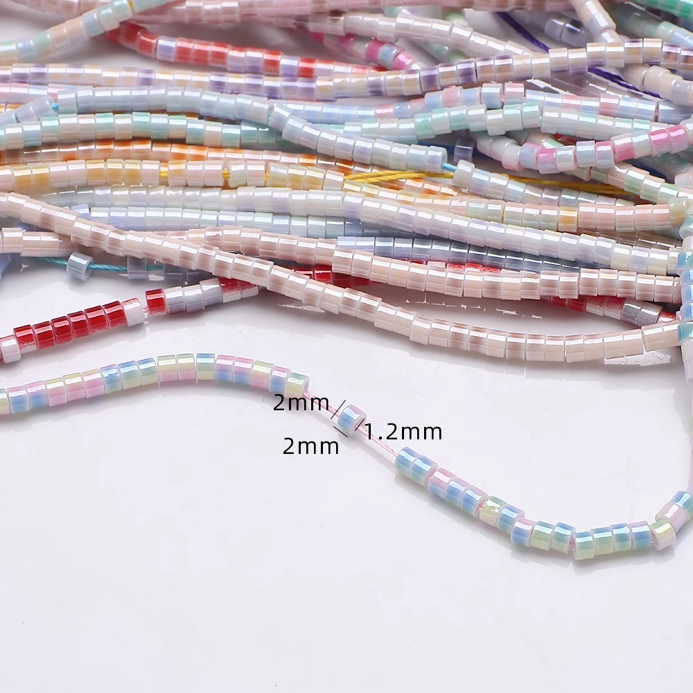 220Pcs/Lot 2mm Macaroon Color Glass Seed Beads Uniform Round Spacer Tube Beads For DIY Handmade Jewelry Making Accessories