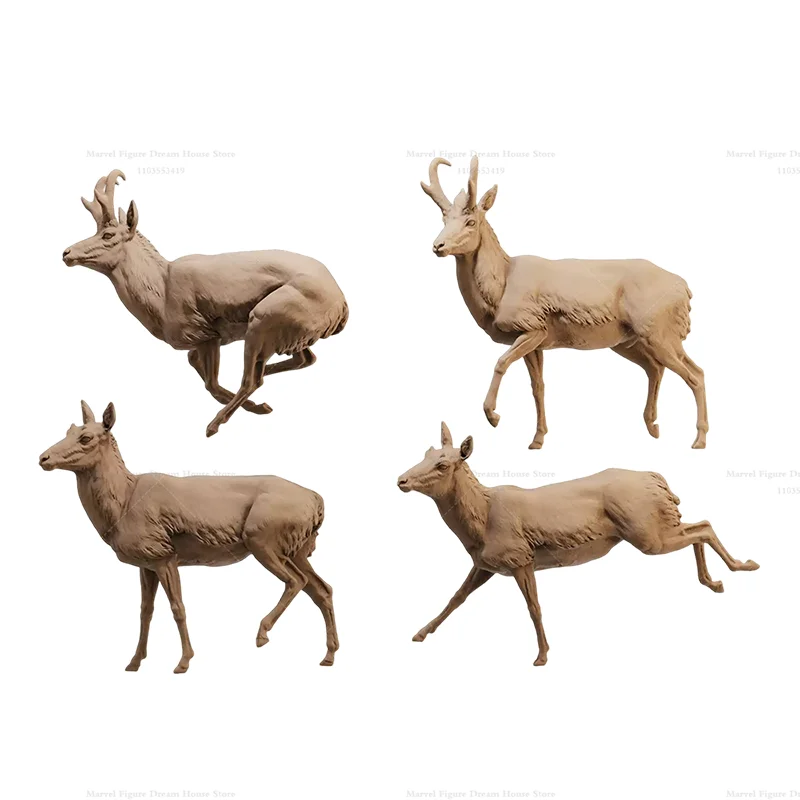 1/64 1/43 1/35 Skala Miniaturowa Scena Lalkowa Szybka i Zwinna Antylopa na Łącech, Dzikie Zwierzęta, Niepomalowany Biały Model Mini Figurki