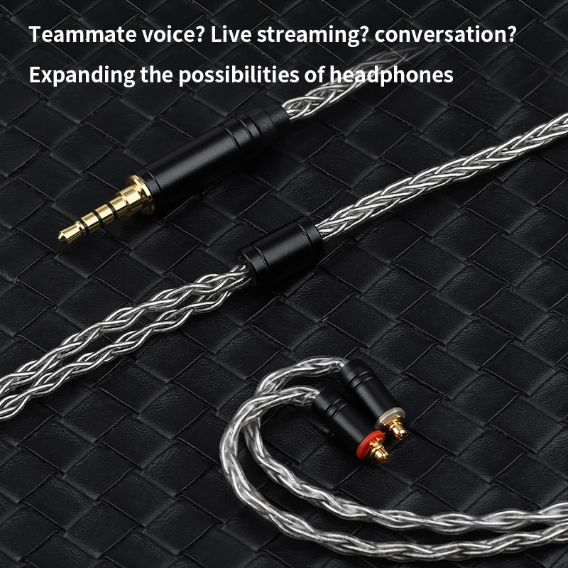 YYTCG Microphone Headset Upgrade Cable 3.5mm/Typec Connector, MMCX/0.78 Pin, Eight-Strand Single Crystal Copper Coated Silver