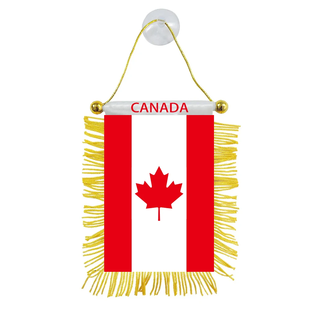 Aerxemrbrae 8*12cm Car Window Decoration Polyester Canada Hanging Pennant Flags Canadian Mini Pennant