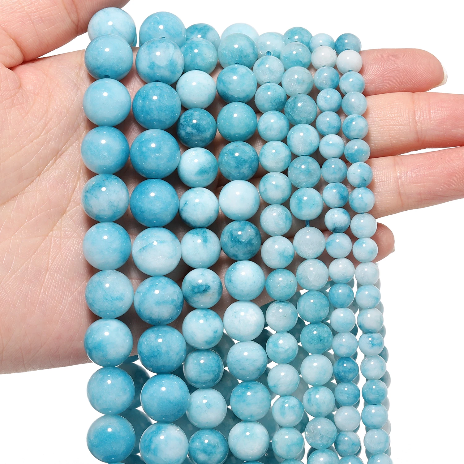 6/8/10/12mm Natural Stone Blue Larimar Beads Round Spacer Beads for Jewelry Making Supplies DIY Energy Bracelet Accessories 15''