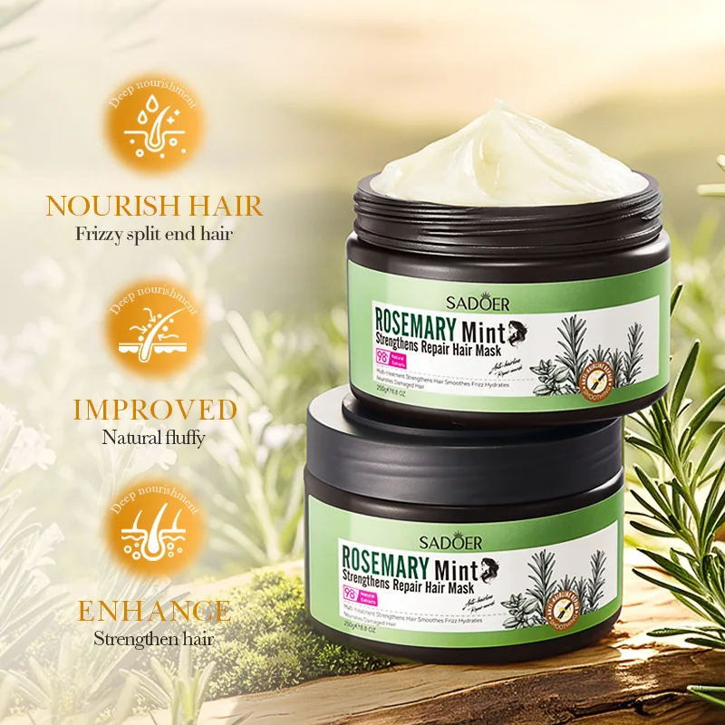 

Mint and Rosemary Hair Mask - A powerful deep conditioner specially designed for damaged hair.