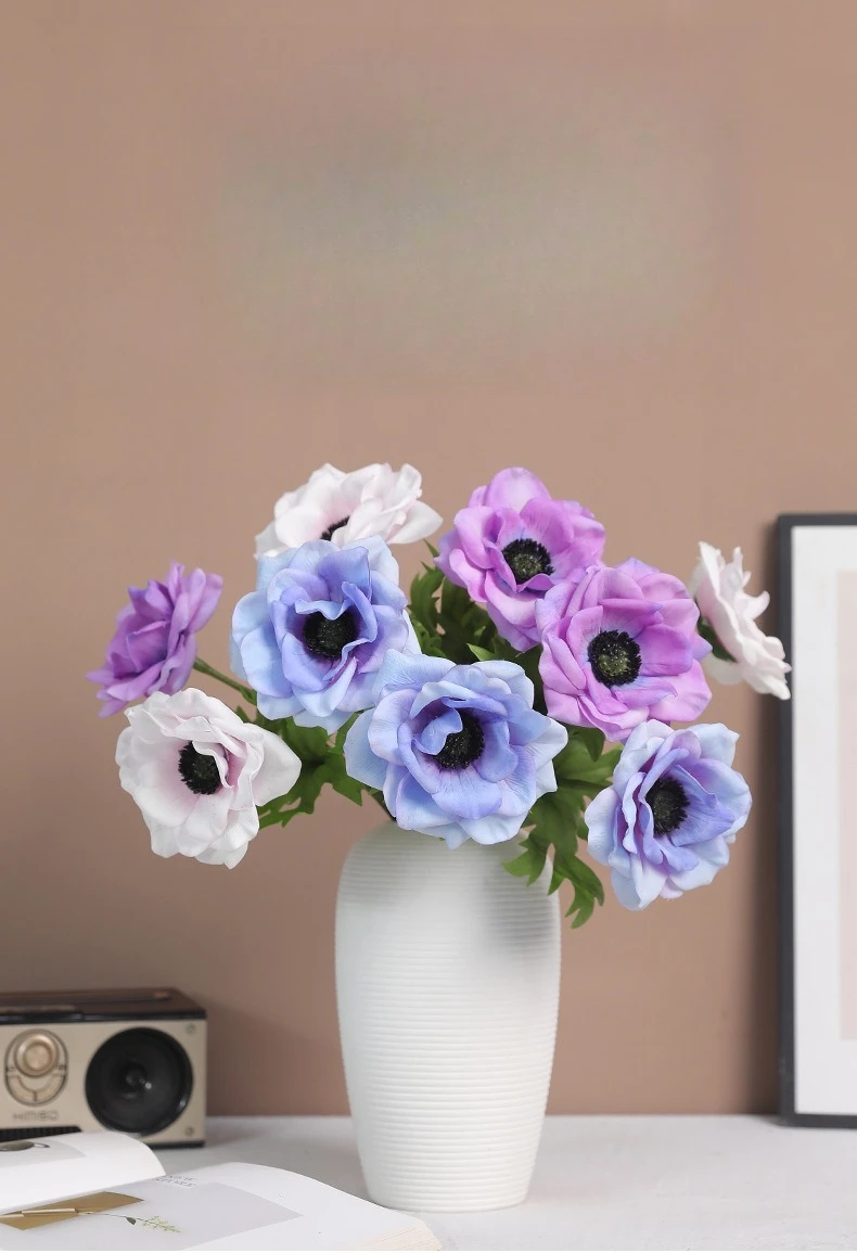 Hochzeit rosa künstliche Anemonen hochwertige gefälschte Blumen Gartendekoration Simulation Anemone Real Touch Blumenpflanze – Detail 1