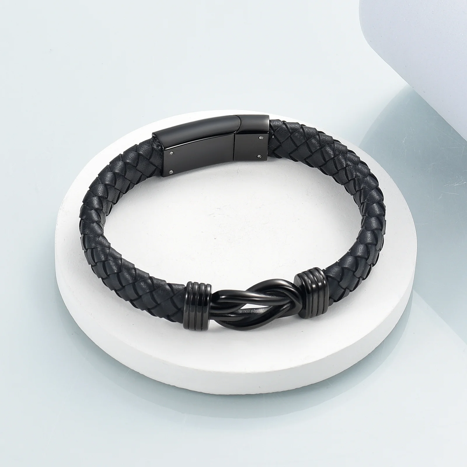 Cremation Jewelry Urn Bracelet for Ashes Men's Braided Genuine Leather Cremation Urn Bracelet for Human - Ashes Cuff Urn Bangle