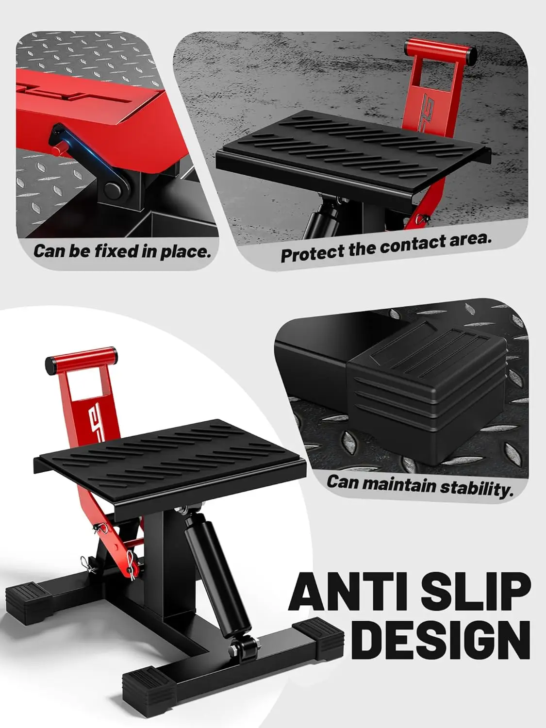 حامل رفع للدراجات النارية عالي التحمل، سعة 1000 رطل، ارتفاع قابل للتعديل لإصلاح وصيانة الدراجة الترابية