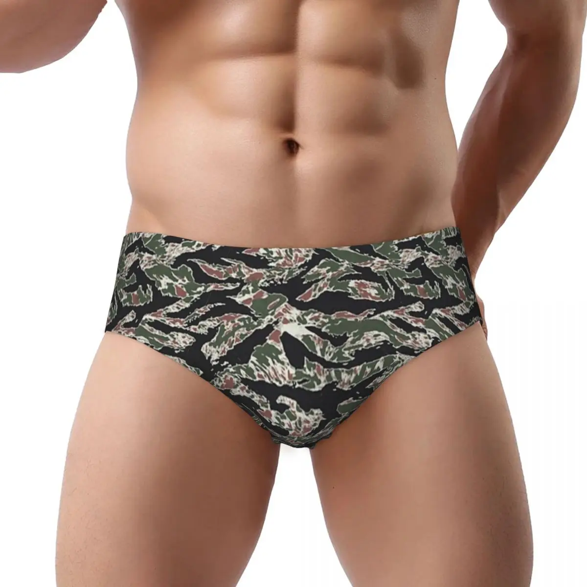 

Tiger Stripe Camouflage Military Camo Men's Triangle Panties Comfortable Short Underwear for Homme Man Boyfriend Gift