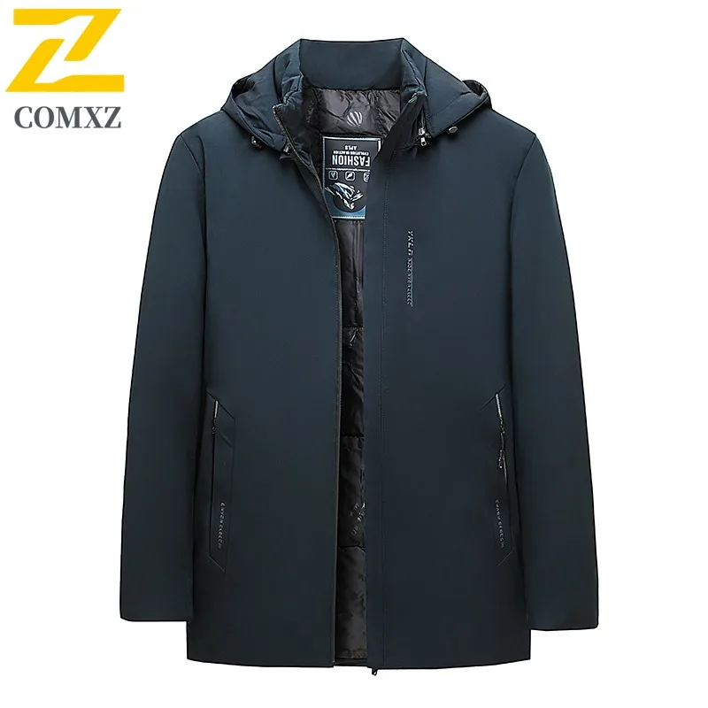 

COMXZ Men Long Padding Coat Jacket Hooded Commuting Office Thickened Jacket Casual Travel Comfort Lightweight Winter Coat