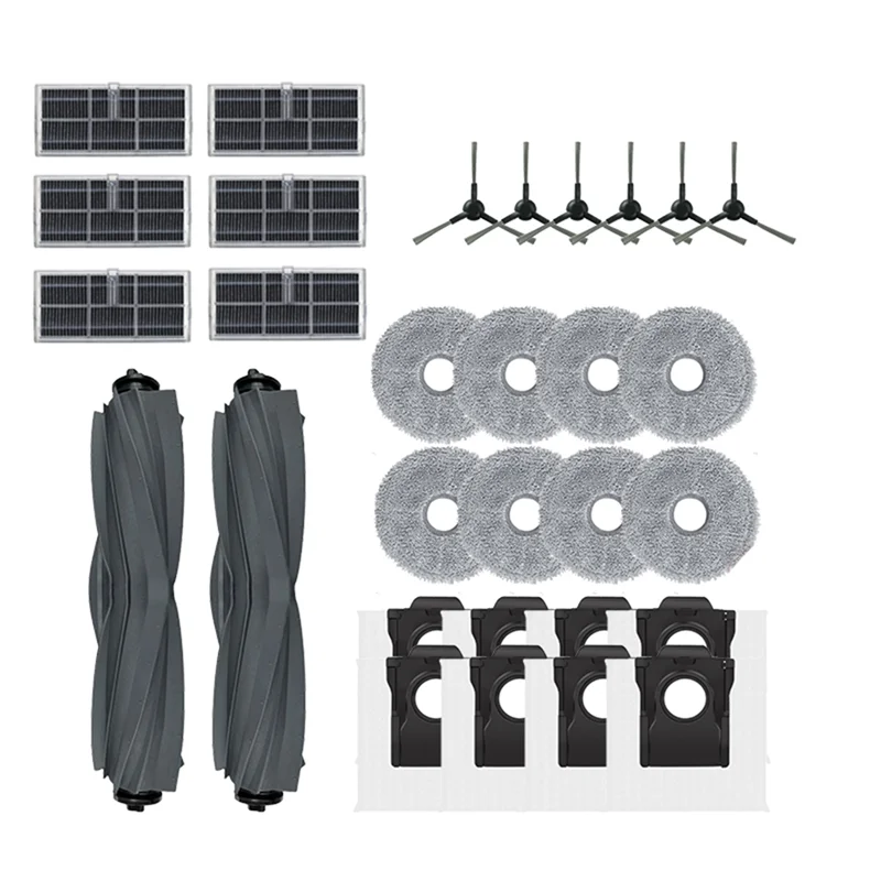 BAAM-Für Dreame Mova E30 Ultra/Trouver E30 Ultra Ersatzzubehör – Hauptseitenbürste, Hepa-Filter, Wischpad, Staubbeutel-Staubsauger
