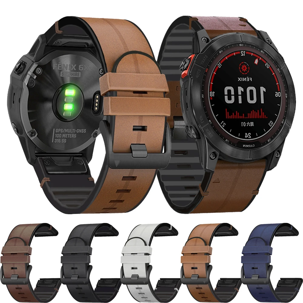 

Ремешок Quickfit 26 мм 22 мм для Garmin Fenix 7X 7 6X 6 5X 5 Plus 955, Официальный силиконовый кожаный браслет Epix Gen Enduro 2, браслет