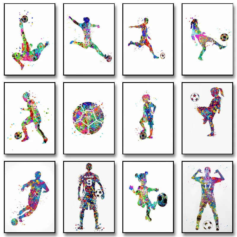 Football Sports Cartoon Image Posters and Prints Modern Abstract Art Canvas Painting Wall Art Pictures Home Bar Room Decoration