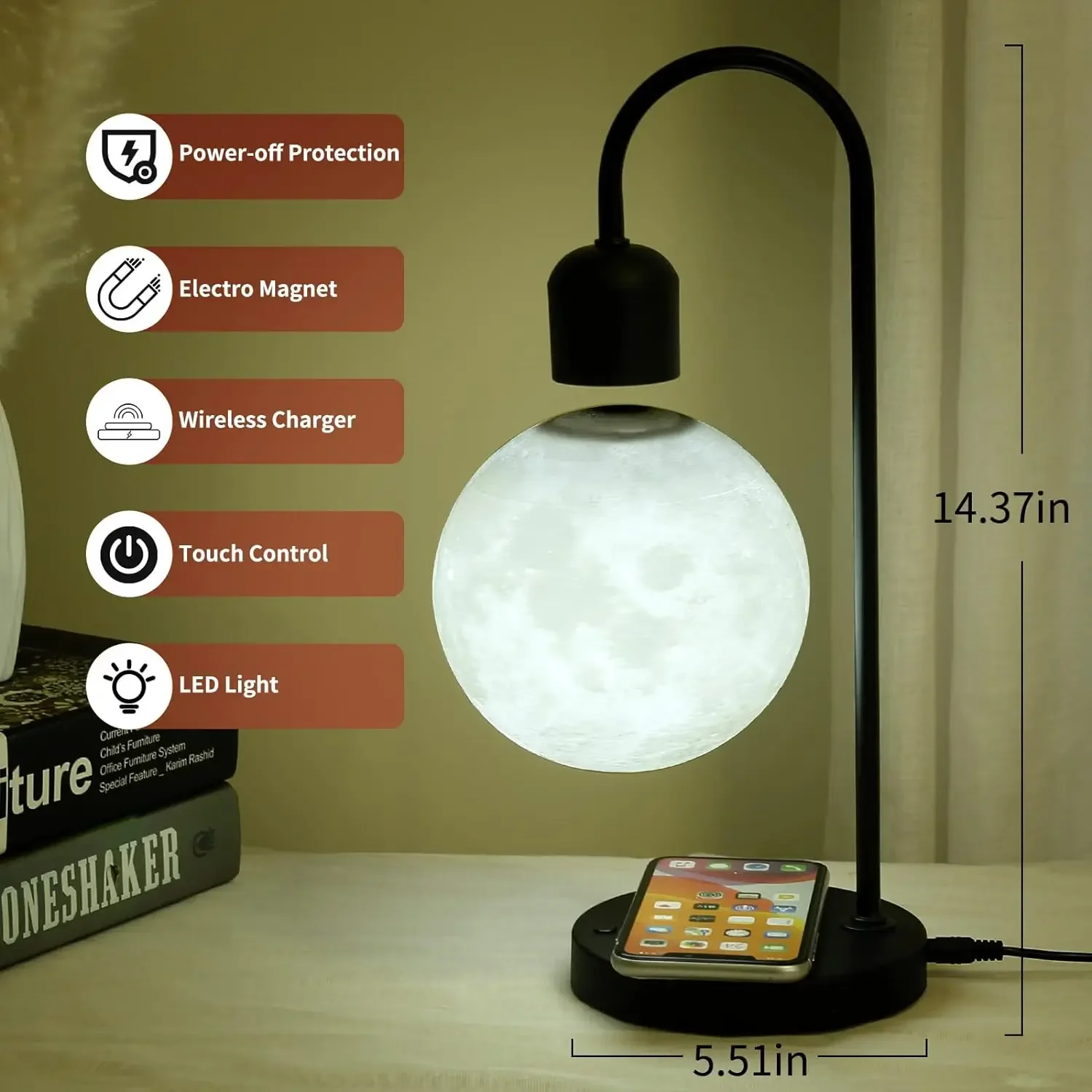 Wholesale Price Wireless Charger Magnetic Home Decoration Levitating Floating Night Lights