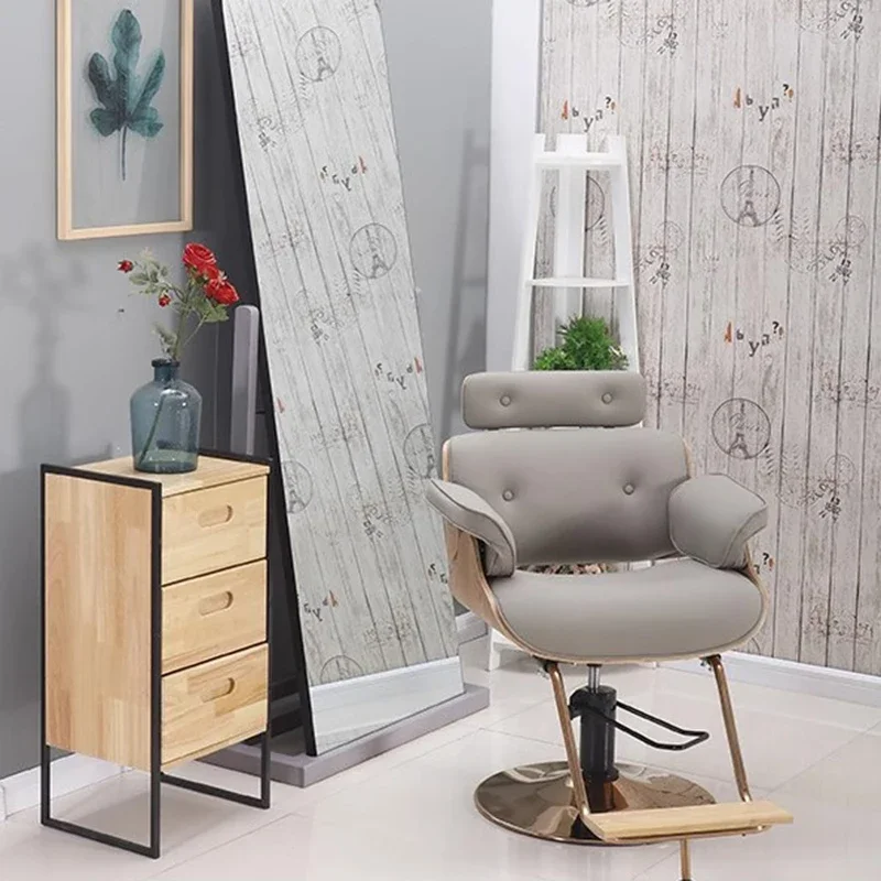 

Professional Barber Stainless Steel Armchairs Stool Height Adjustment Chair Hairdressing Salon Complete Silla Barberia Furniture
