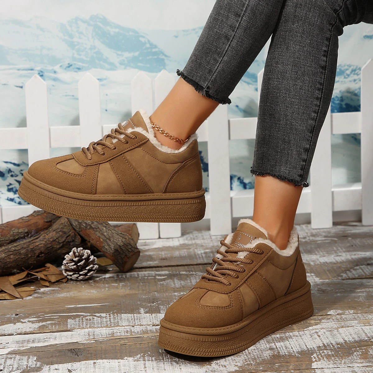 Winter Runde Kappe Warme Dicke Sohle Anti Slip Arbeit und Freizeit Stiefel Modische Neue Stil Bequeme Schnüren frauen Stiefel