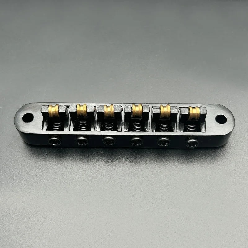 Guitar Tune-O-Matic Roller Saddle Bridge Replacement Part Compatible with LP SG Style 6 String Electric Guitar Black