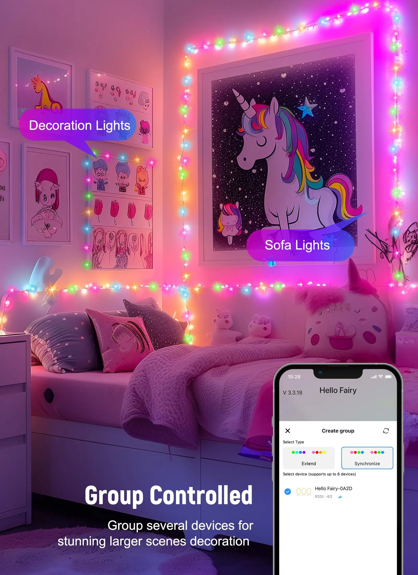 Smart USB Fairy Lights 100 LED Garland with Timer and Bluetooth App Remote String Lights for Christmas Wedding Party Decoration