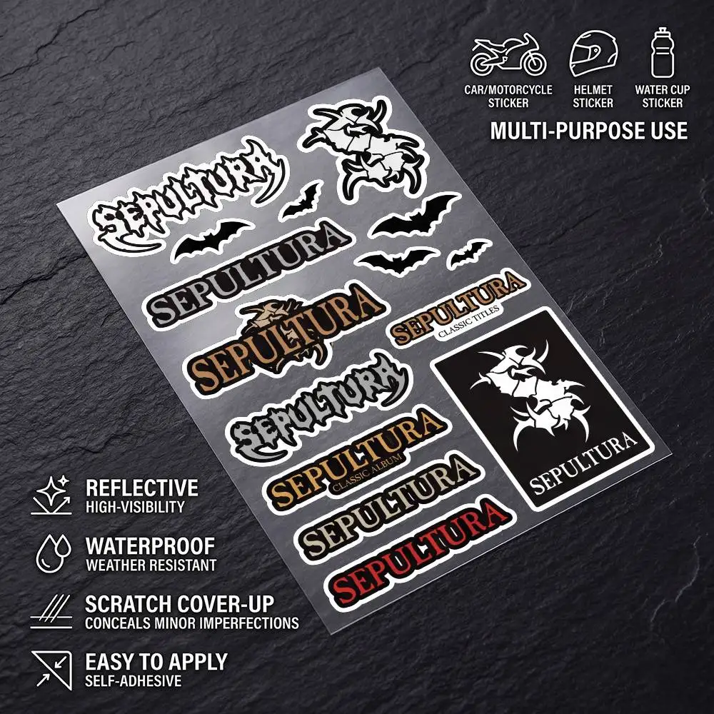 S-sepultura-a Durable Waterproof Reflective Decor Sticker Scratch Cover For Motorcycle Car Helmet Fridge Accessories