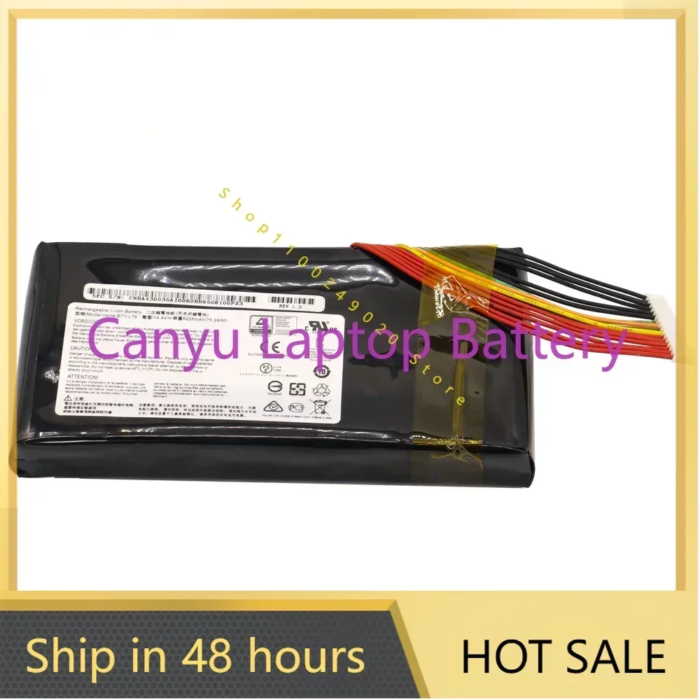 2024 BTY-L78   For MSI GT80 GT80S 2QE-035CN GT73 GT73VR 6RF-094CN GT83 GT83VR GT75 GT75VR MS-1812 MS-1814 5225mAh Laptop battery