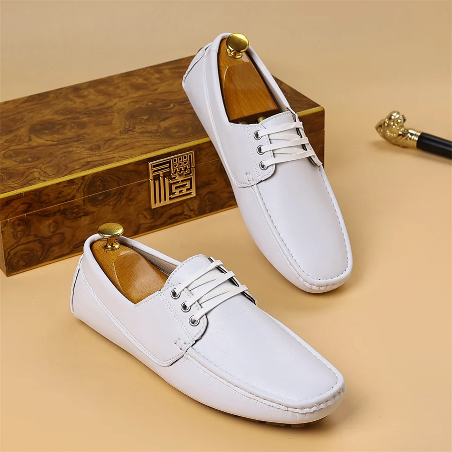2026 New Summer Men's Business Casual Boat Shoes Quality Leather Loafers Shoes for Man Comfort Slip-on Men's Flats Driving Shoes