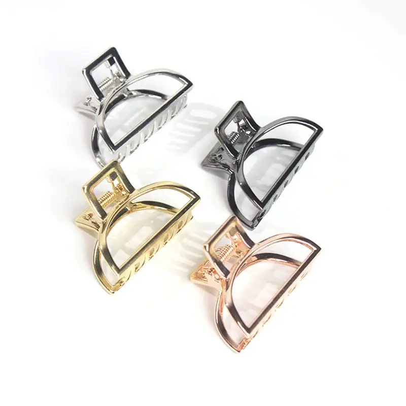 NEW Fashion Women Girls Geometric Hair Claw Clamps Hair Crab Moon Shape Hair Clip Claws Solid Color Accessories Hairpin