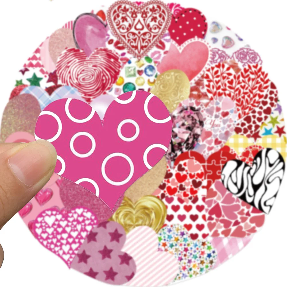 10/25/50pcs Red Heart Stickers Pink Love Decals for DIY Gift Decor Suitcase Water Bottle Phone Laptop Skateboard Scrapbooking