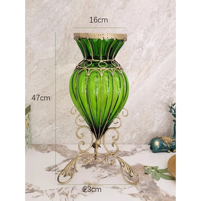 

European-style floor-to-ceiling glass vase ornament, transparent flower arrangement in living room, simple European creative hyd