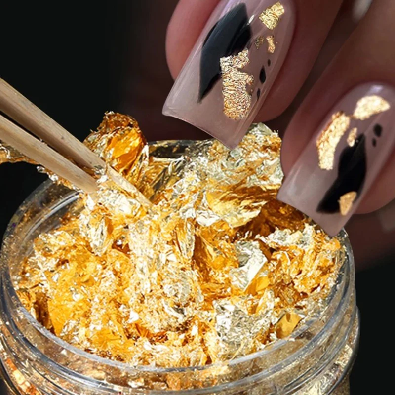 1Box Nail High Gloss Gold Foil Sequins Debris Nail Shining Mirror Flour Hyper Flash Sequin Nail Art Nail Decoration DIY