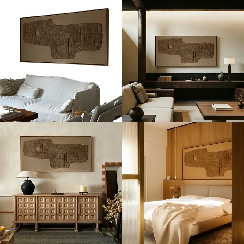 for Rope Art Weaving Decorative Painting Horizontal Japanese Log Style Hanging Wall Art Medieval Style for Homestay Tea Room