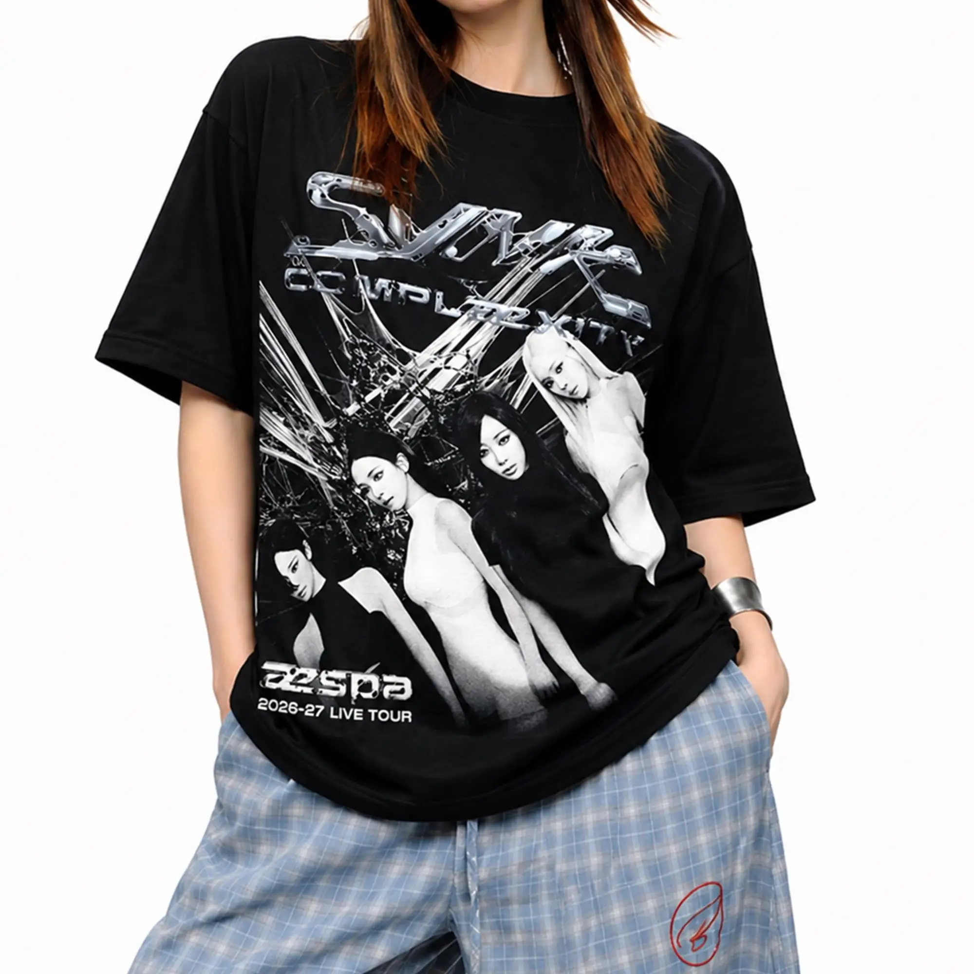 2026 Aespa Synk Complaexity Live Tour T-shirt Men Women Summer Cotton Y2K Clothing Fashion High Quality Short Sleeved Top Unisex