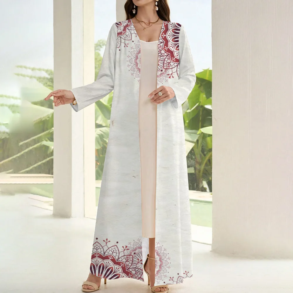 2024 Islamic Muslim White Abaya Long Sleeve One-piece Dress Women Islamic Clothing Simple And Elegant Turkish Dubai Robe Abaya