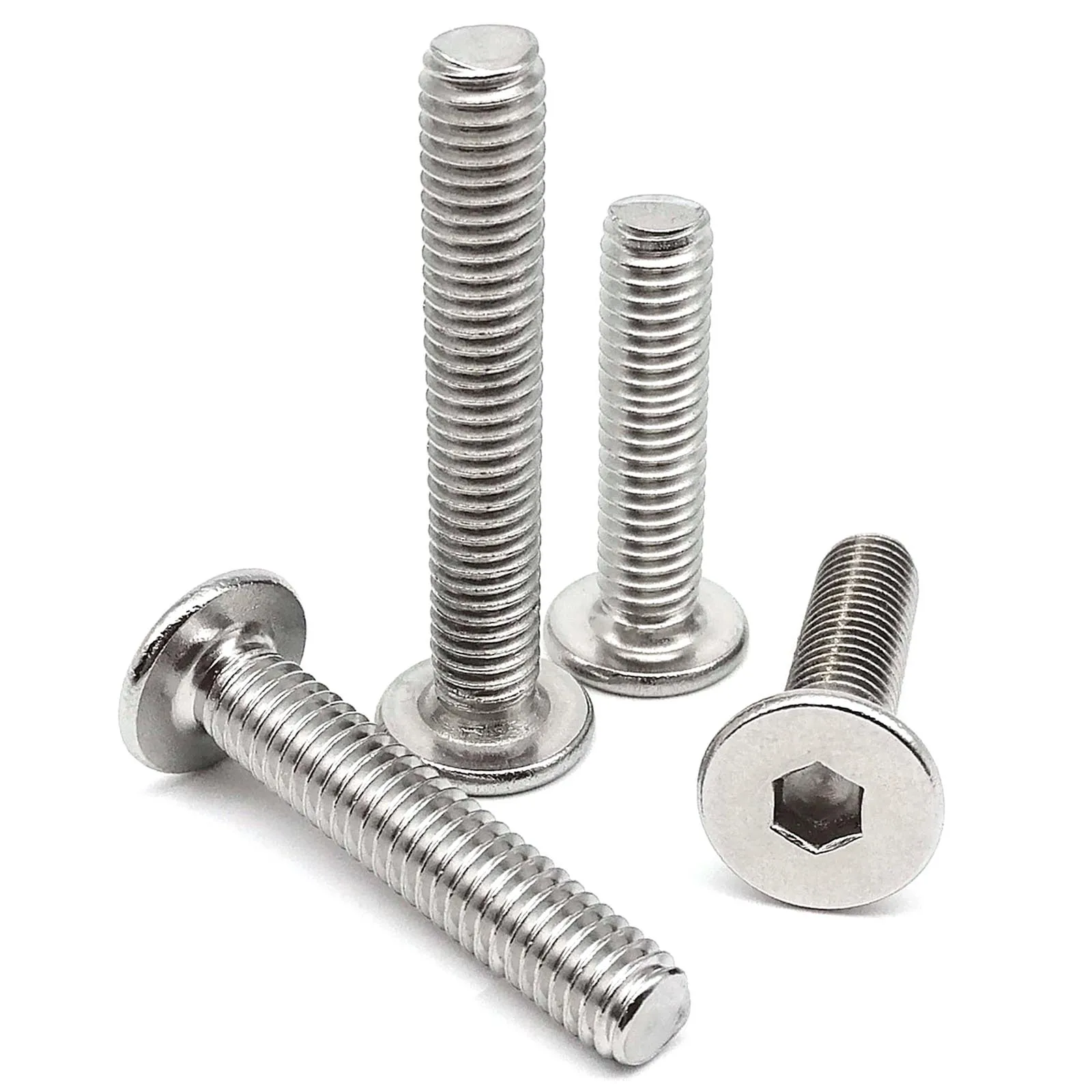 HZYUEGOU CM M3 M4 M5 M6 M8 304 Edelstahl Verlängerte 6-100mm Sechskant-Innensechskant-Schraube mit Ultraflachkopf – Detail 3