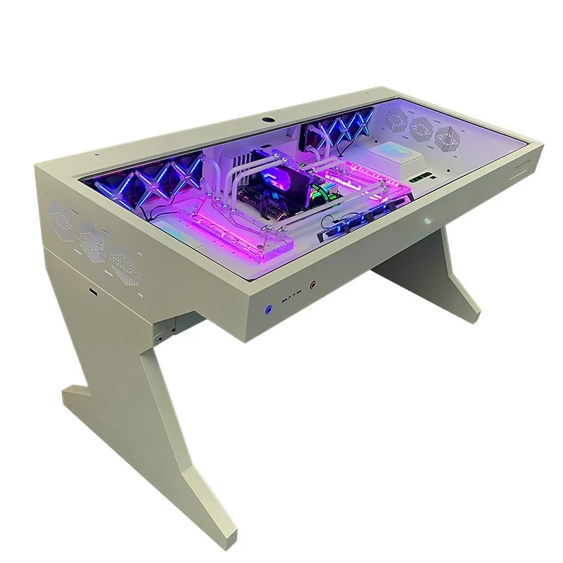 

New hot-selling tempered glass side panel desk RGB computer case and desk 2-in-1 combination computer case tower game table