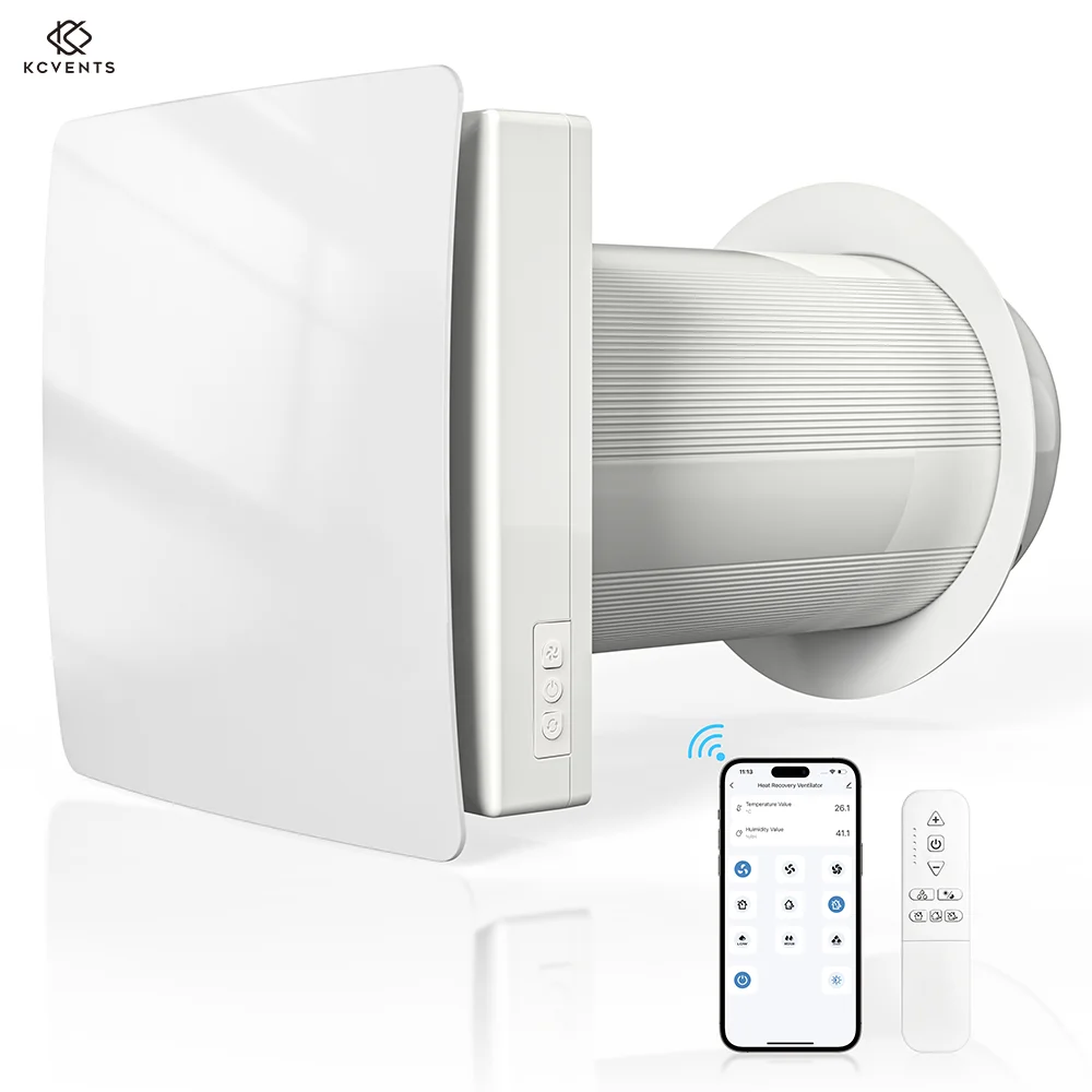KCvents VT501F-WF Wall Ventilator Fan HEPA/Carbon Filter 3-Speed WiFi Bluetooth Mosquito Proof Quiet Sleep Mode Fresh Air System